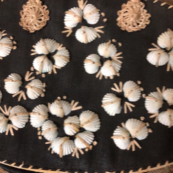 Vintage 1940s 40s Raffia Straw Charlot Purse Handbag w/Shells & Dangle P… - Picture 2 of 7